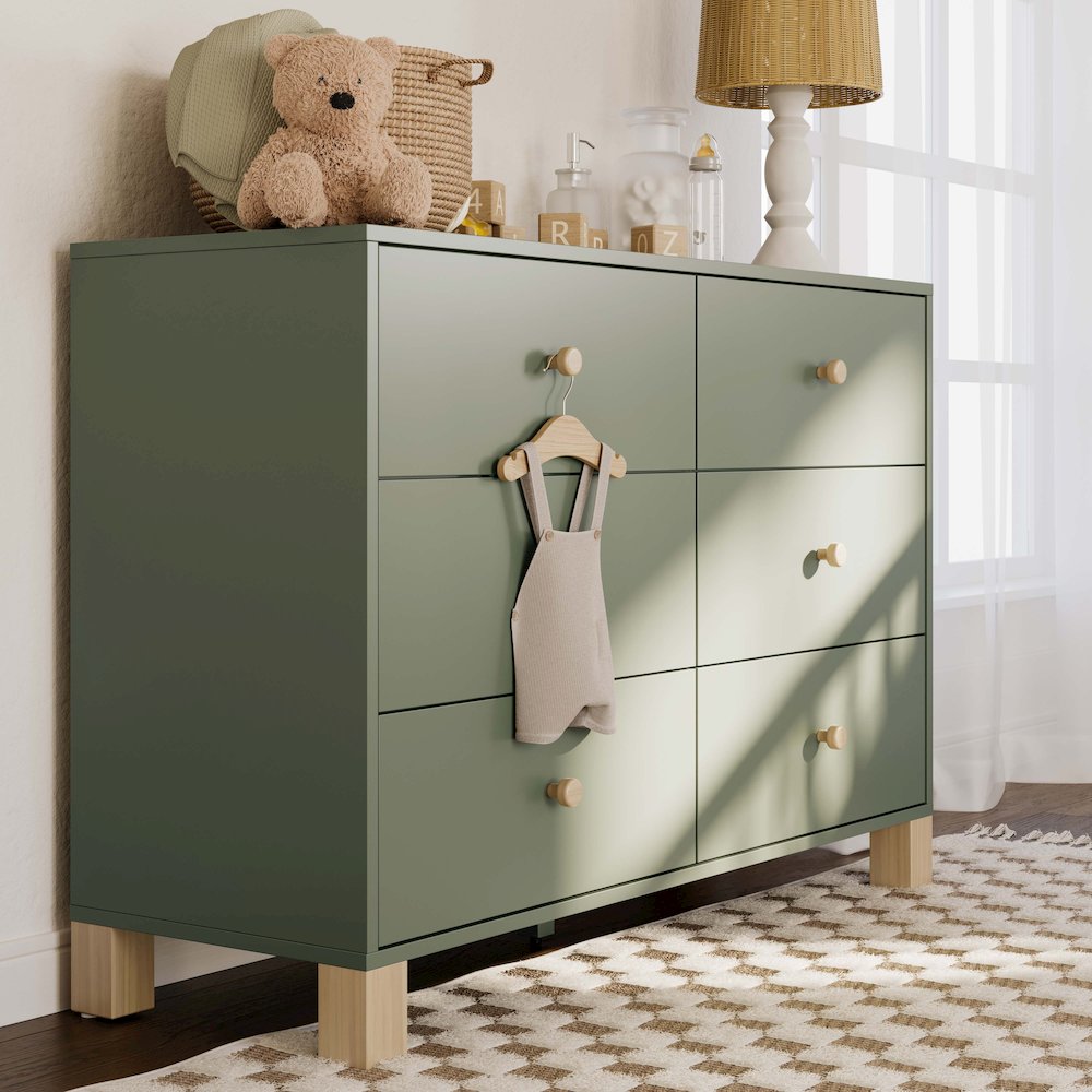 Storkcraft California 6-Drawer Double Dresser (Olive with Driftwood). Picture 2
