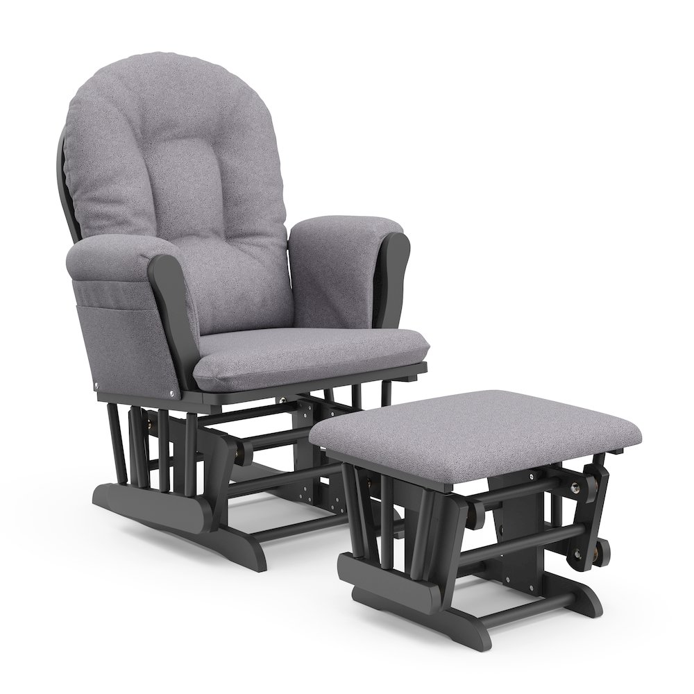Storkcraft Hoop Glider and Ottoman - Gray with Gray Swirl. Picture 1