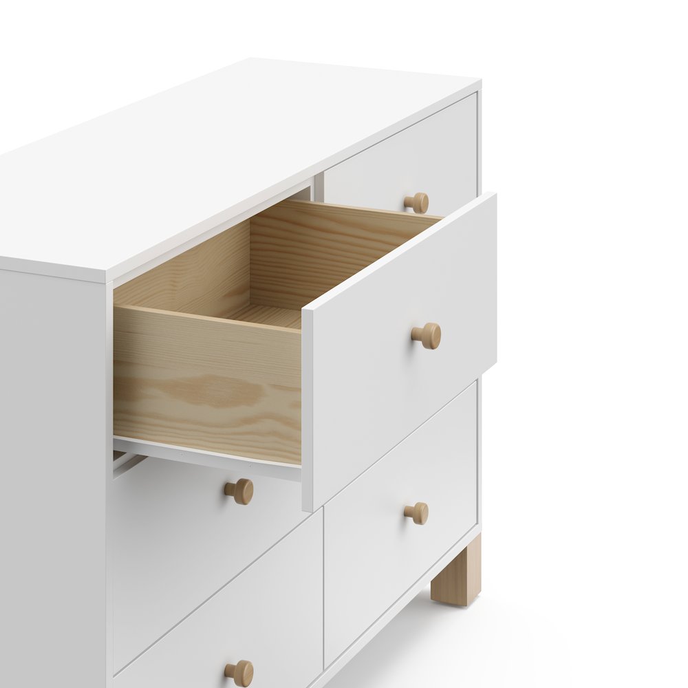 Storkcraft California 6-Drawer Double Dresser (White with Driftwood). Picture 6