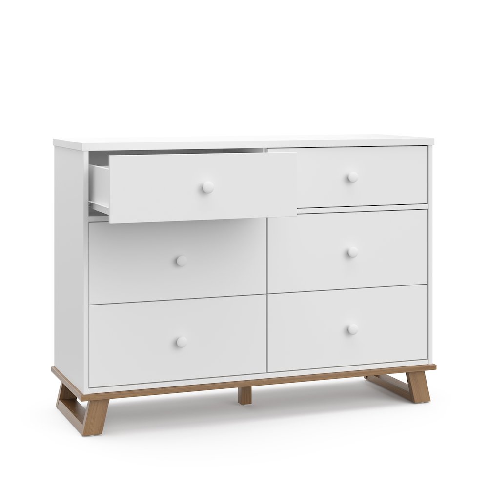 Storkcraft Modern 6 Drawer Dresser (White with Vintage Driftwood). Picture 5