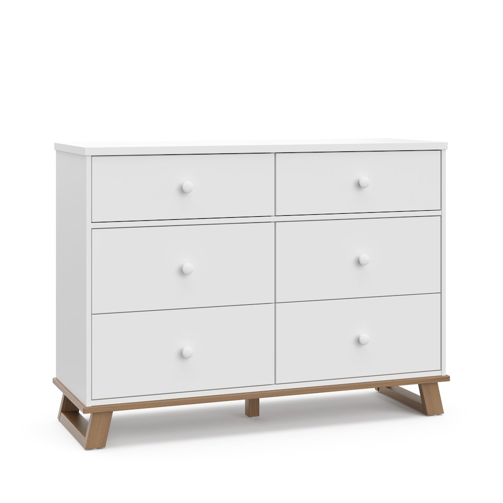Storkcraft Modern 6 Drawer Dresser (White with Vintage Driftwood). Picture 1