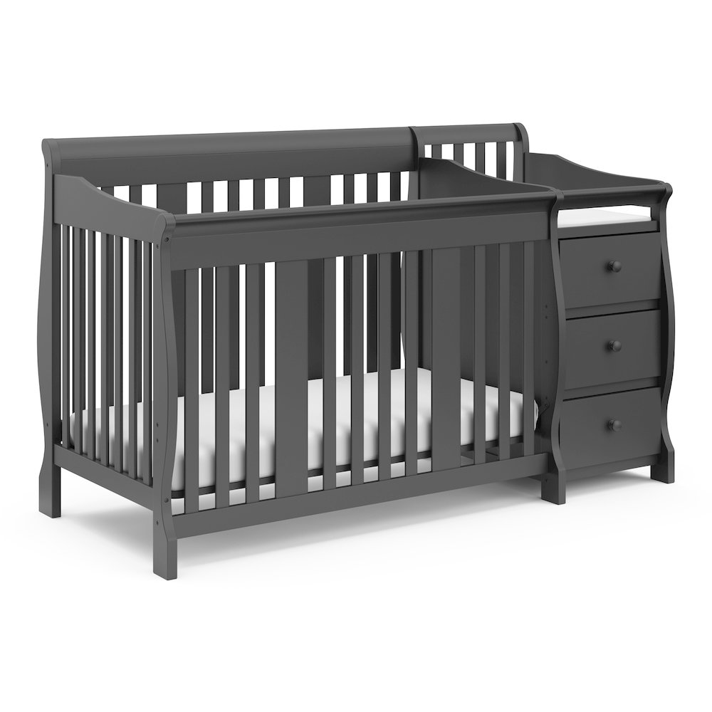 Storkcraft Portofino 5-in-1 Convertible Crib and Changer - Gray. Picture 1