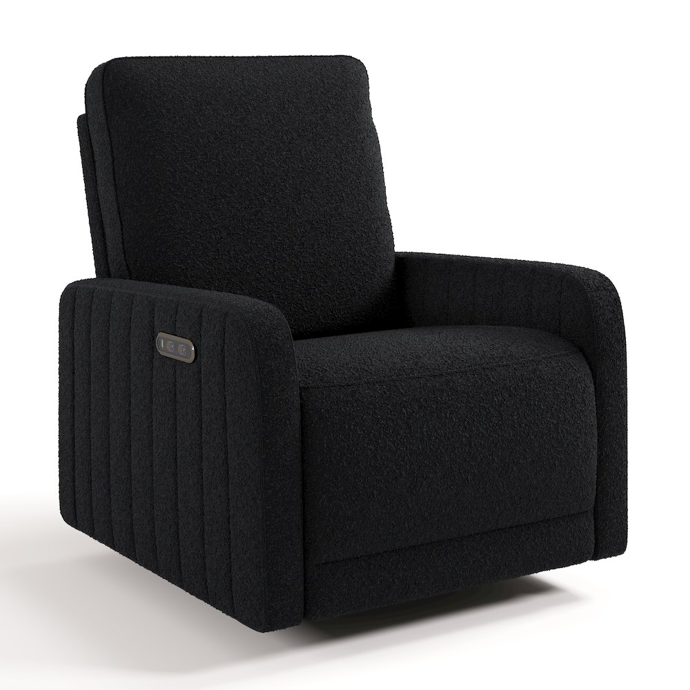 Kyoto Deluxe Extra-Wide Nursery Power Recliner Swivel Glider - Black Boucle. Picture 1