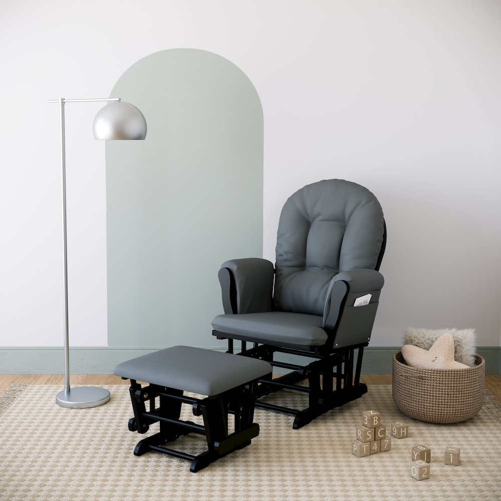 Storkcraft Hoop Glider and Ottoman - Black with Gray. Picture 2