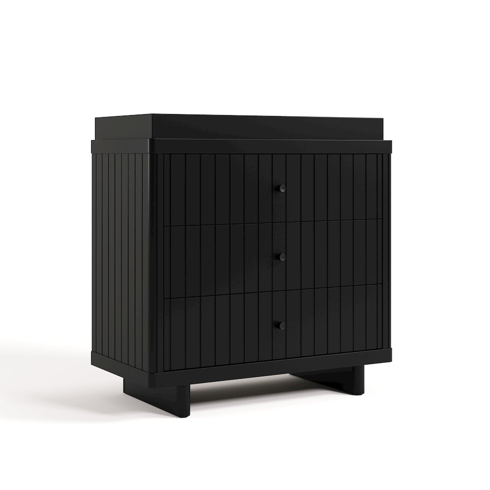 Kyoto 3 Drawer Chest with Topper - Black. Picture 1