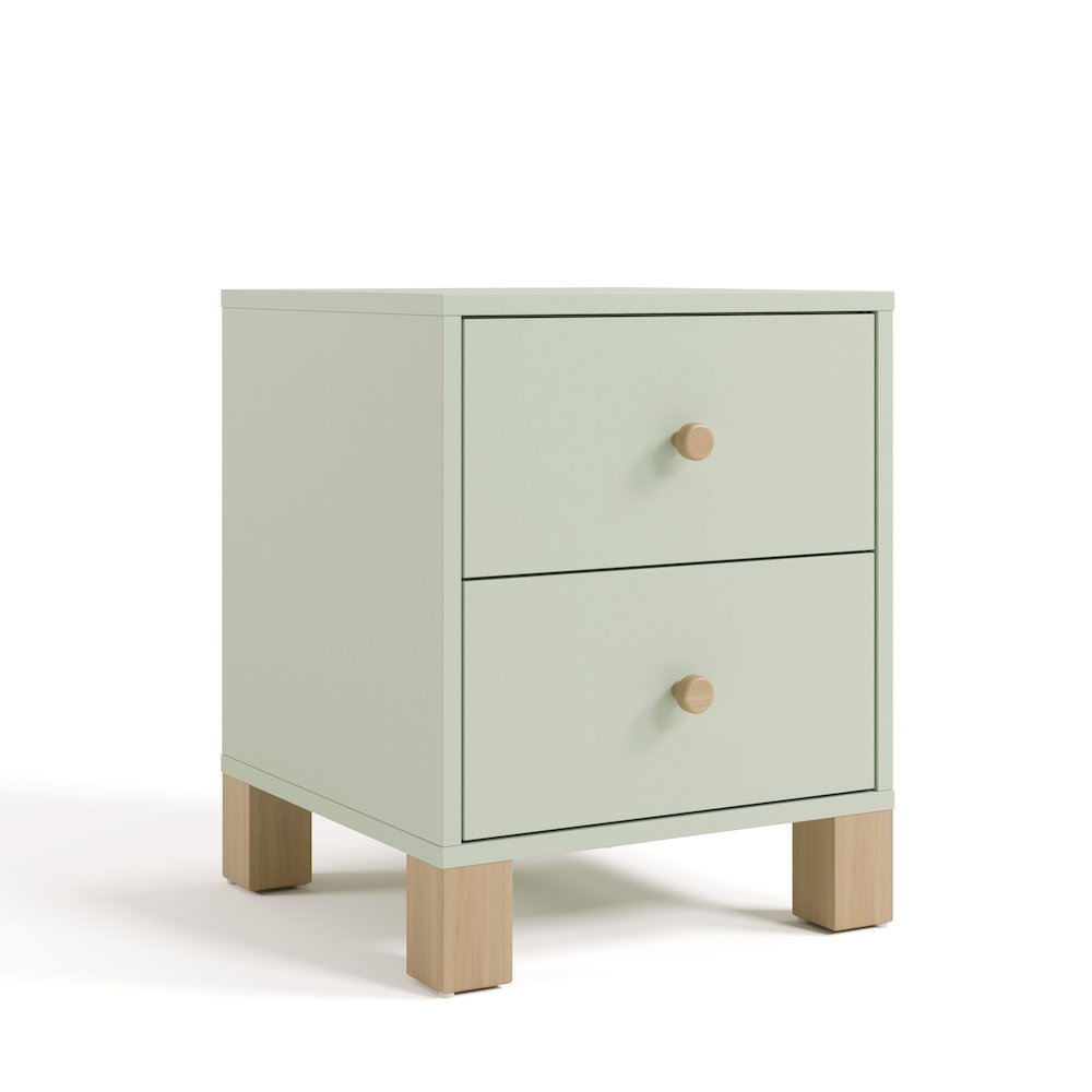 California 2 Drawer Nightstand - Sage with Driftwood. Picture 1