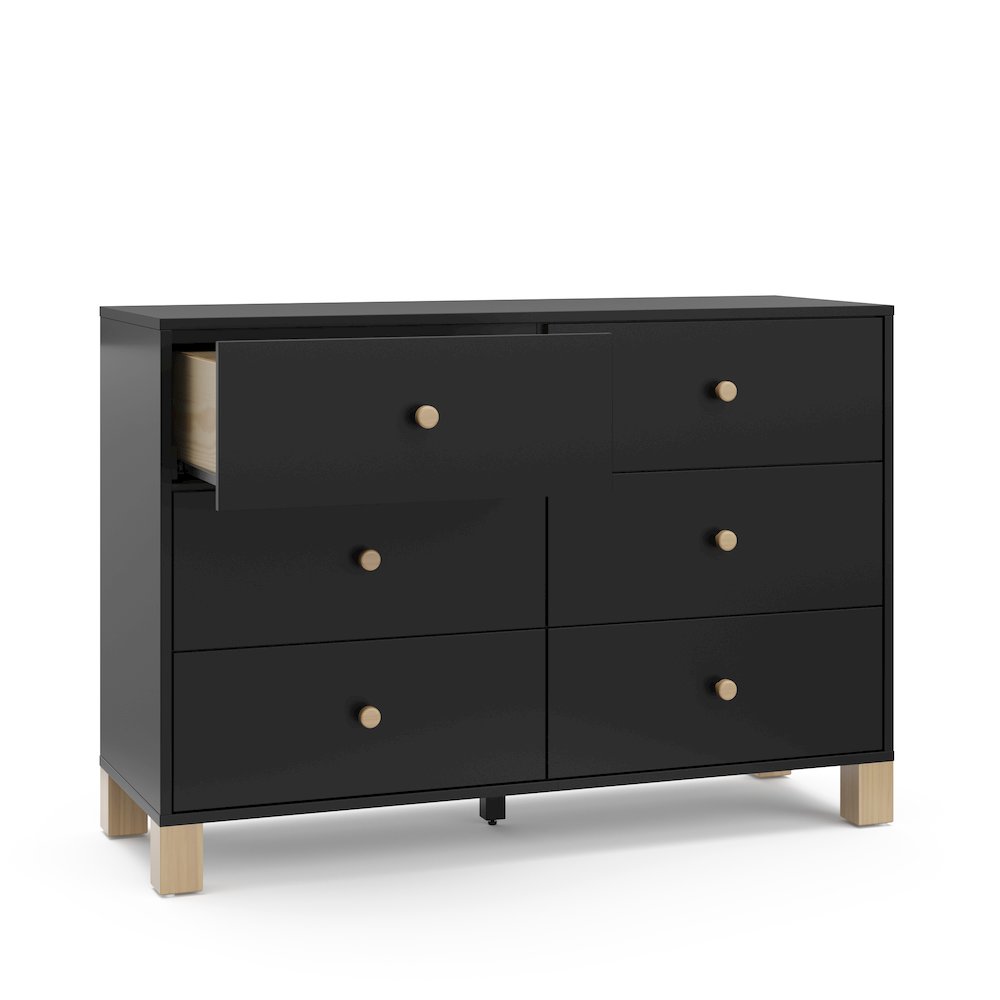 Storkcraft California 6-Drawer Double Dresser (Black with Driftwood). Picture 5