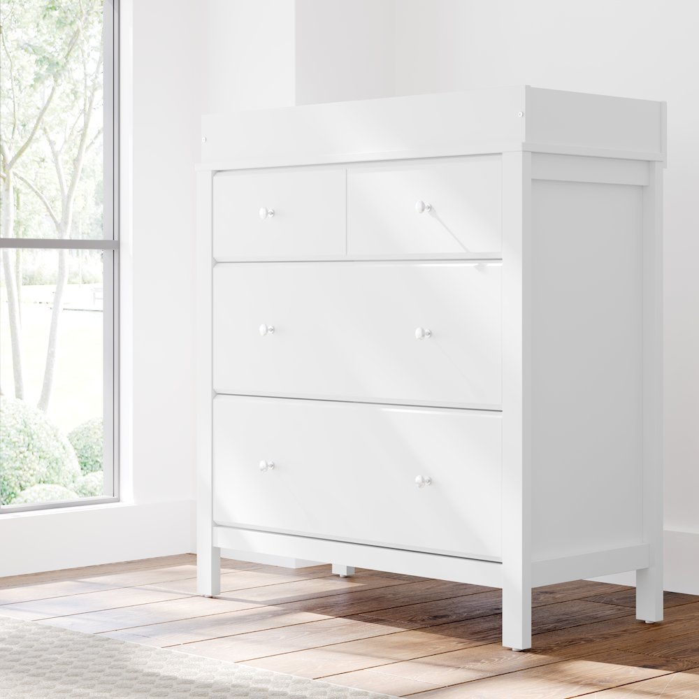 Storkcraft Carmel 3 Drawer Chest with Changing Topper (White). Picture 2