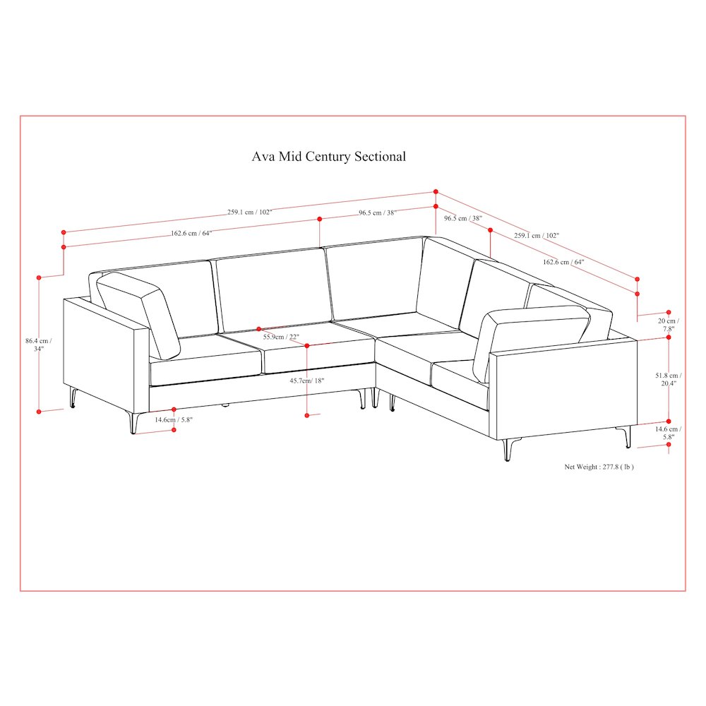 Ava Corner Sectional In Tightly Woven Performance Fabric. Picture 6