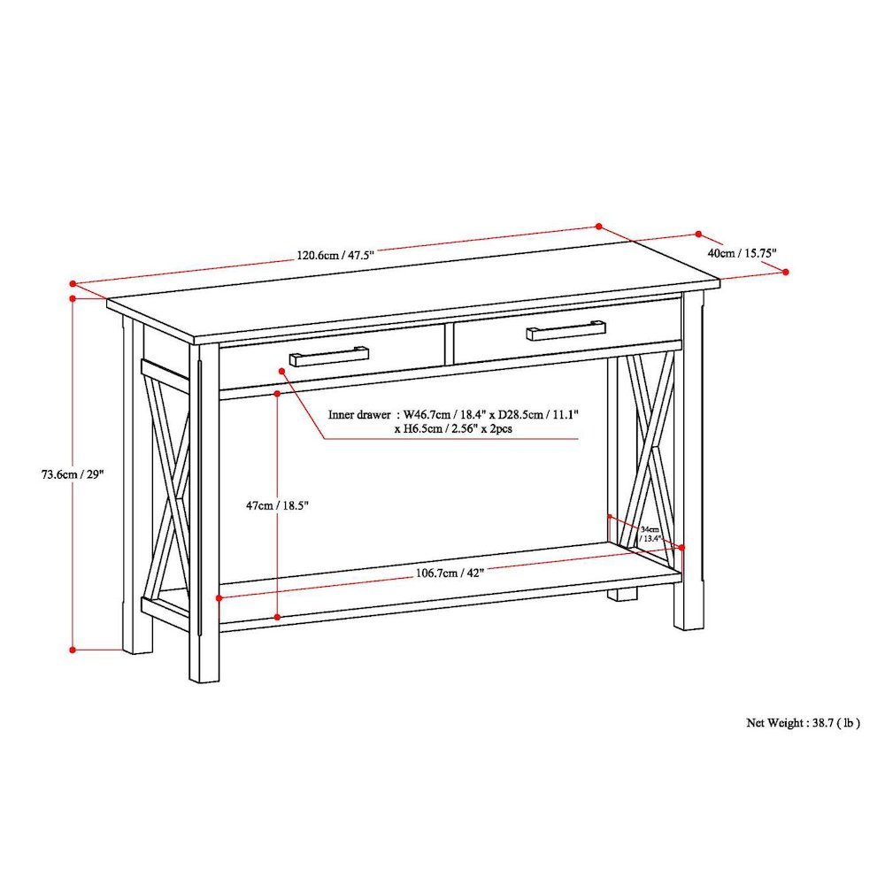 Kitchener Solid Wood Console Sofa Table In Farmhouse Grey. Picture 6