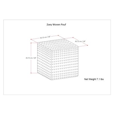 Zoey Woven Cube Pouf In Maroon Cotton And Wool. Picture 4