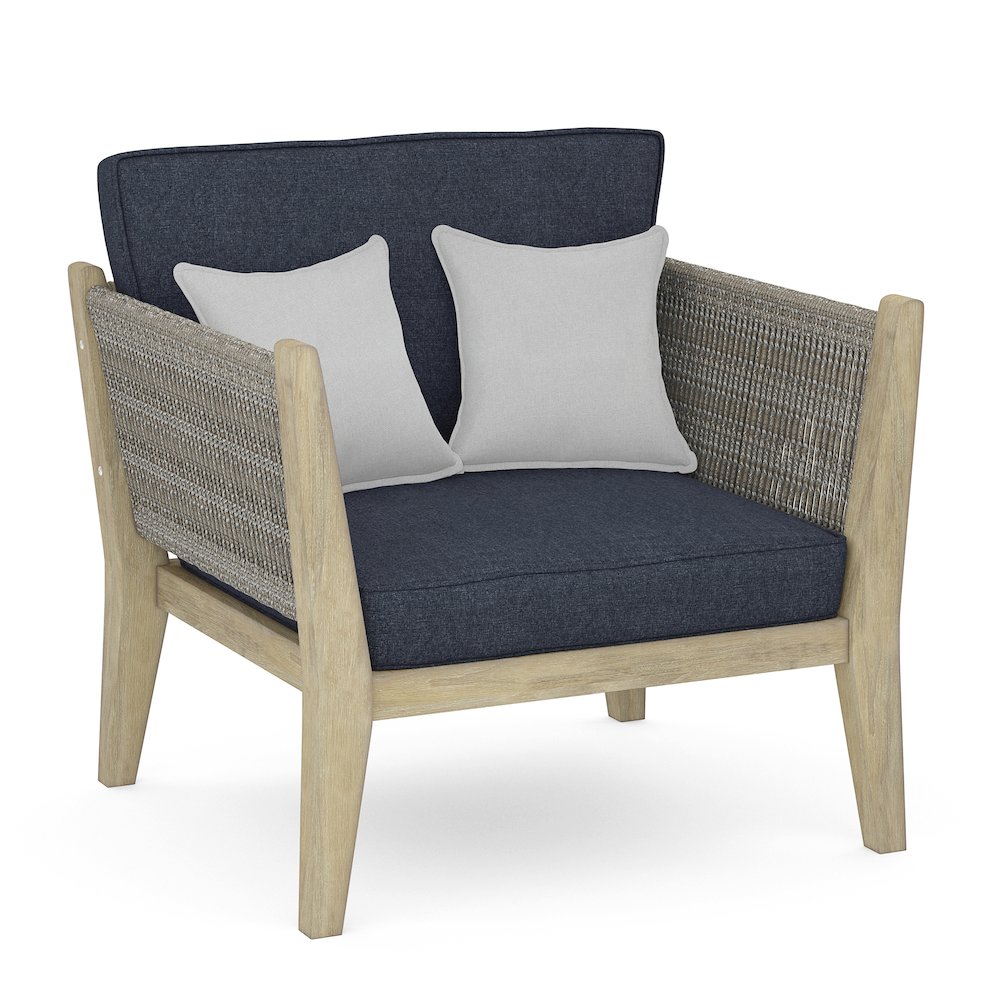 Cayman SOLID ACACIA WOOD Outdoor Conversation Chair in Slate Grey. Picture 1