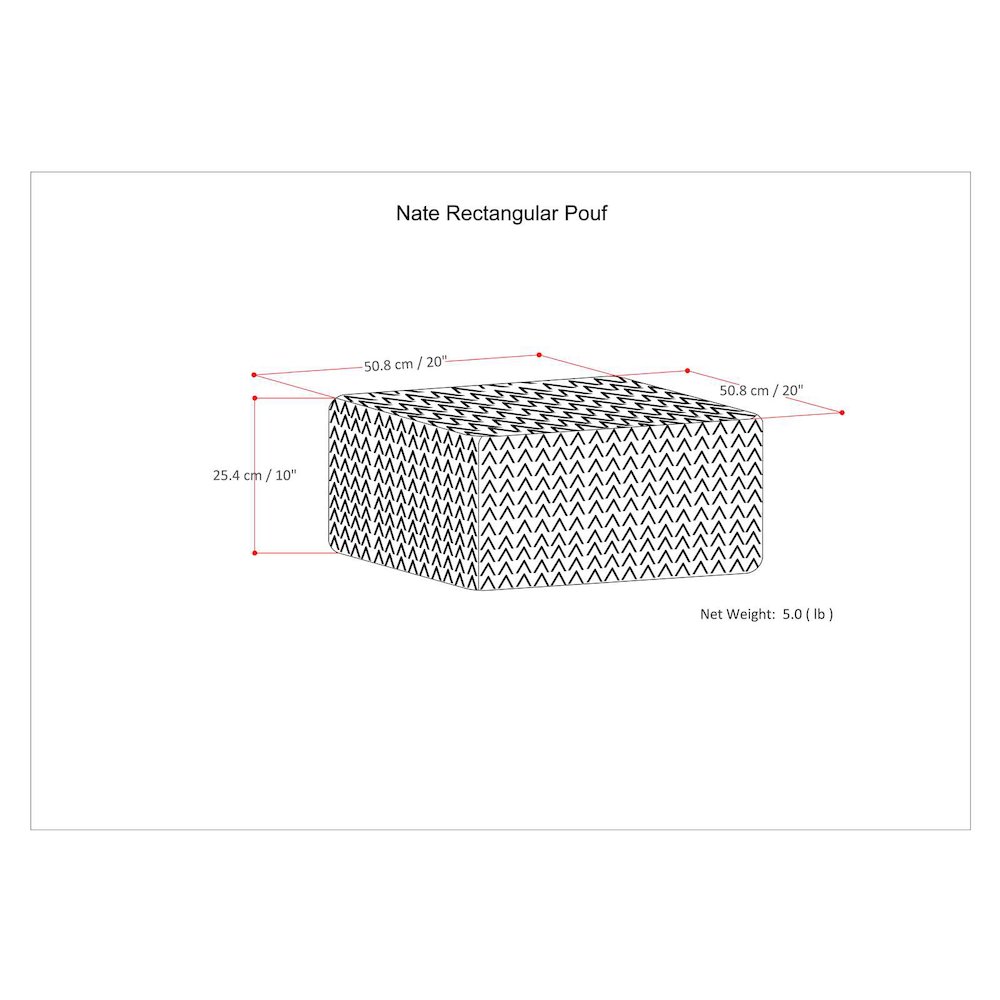 Nate Square Pouf In Patterned Grey Melange Cotton. Picture 6
