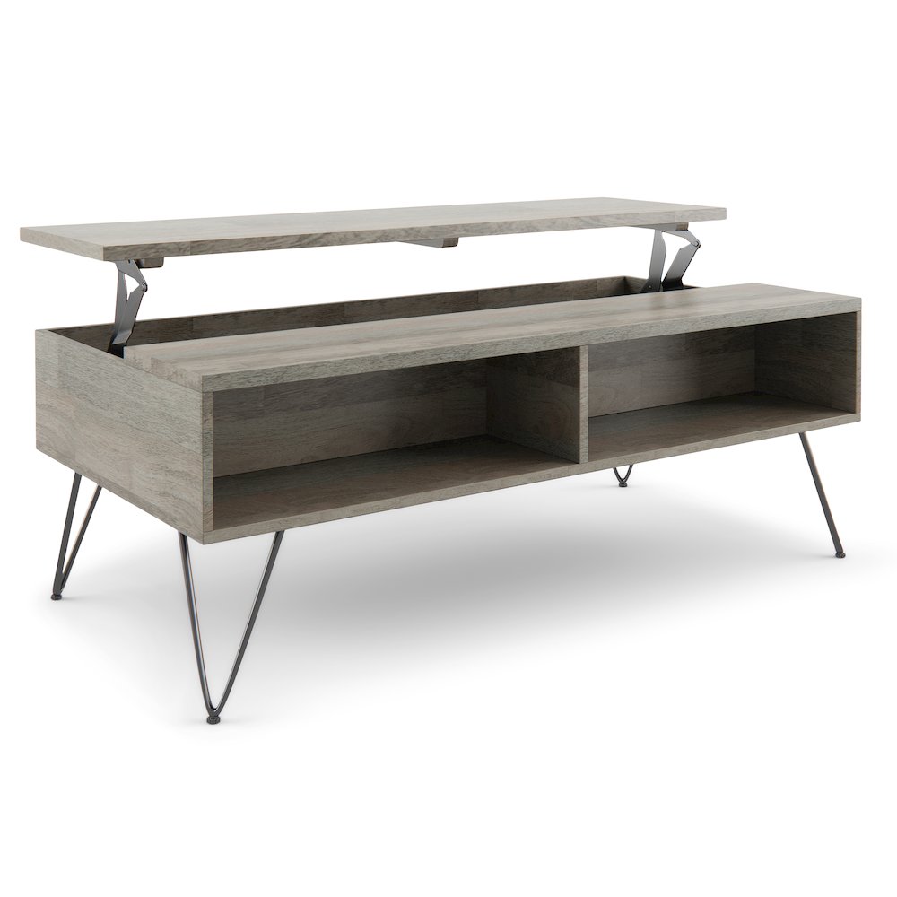 Hunter SOLID MANGO WOOD Lift Top Coffee Table in Grey. Picture 4