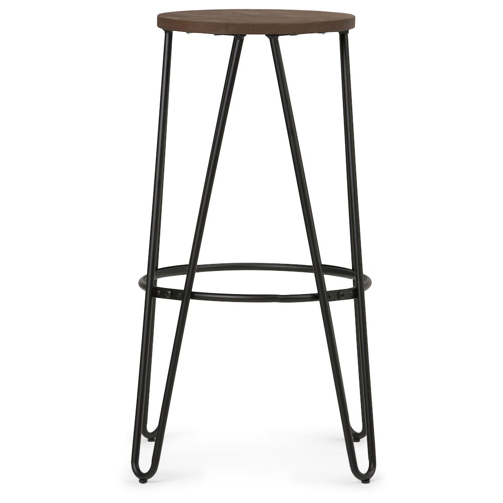 24 Inch Metal Counter Height Stool With Wood Seat In Cocoa Brown / Black. Picture 4