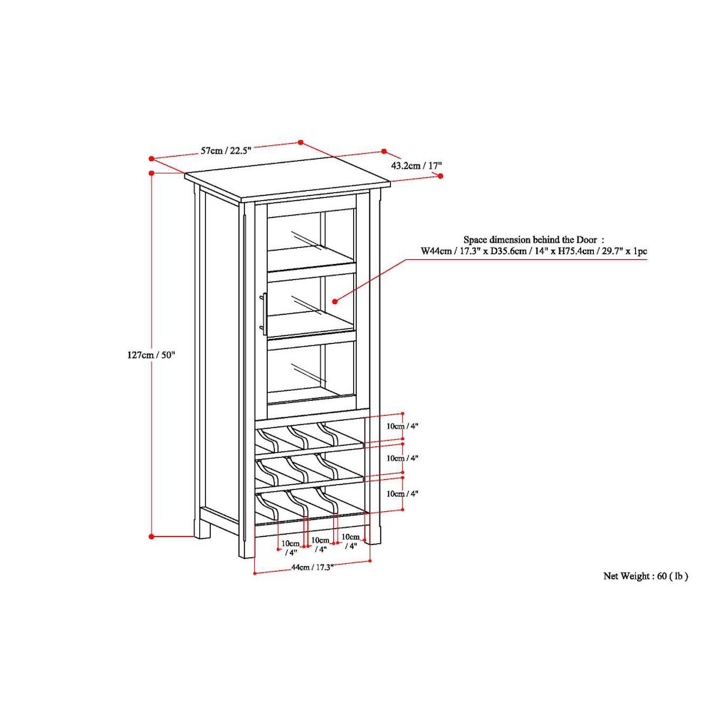 Avalon 22 inch Wide Contemporary Solid Wood 12-Bottle Wine Rack Storage Cabinet. Picture 6