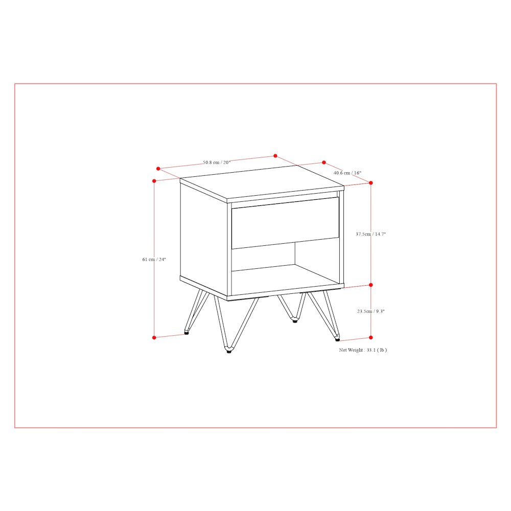 Hunter 20 inch Wide Industrial Nightstand in Oak Veneer. Picture 5