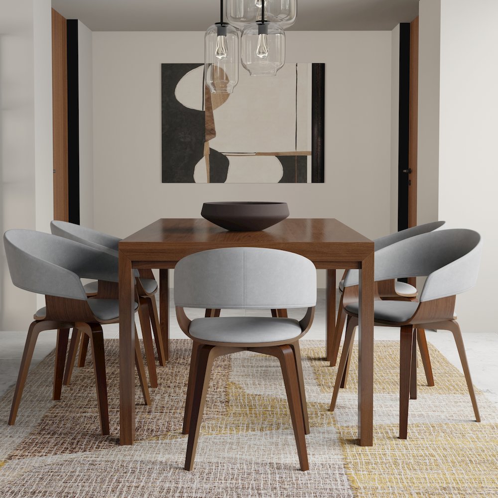 Wilson Rectangle Dining Table In Walnut Veneer. Picture 5