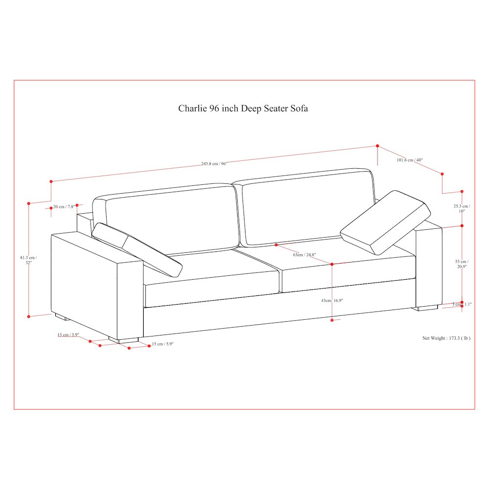 Charlie 96-Inch Sofa In Tightly Woven Performance Fabric. Picture 6