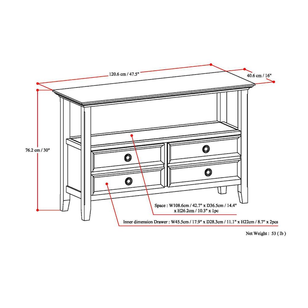 Amherst Solid Wood Console Sofa Table In Hickory Brown. Picture 6