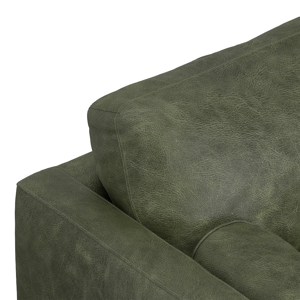 Morrison 89 inch Wide Mid-Century Modern Sofa in Moss Green Genuine Leather. Picture 6