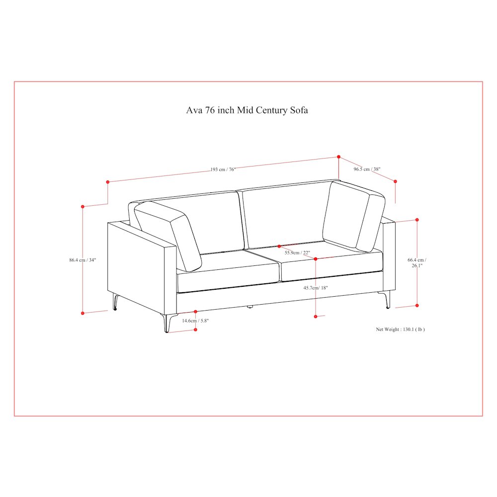 Ava 76-Inch Sofa In Tightly Woven Performance Fabric. Picture 6