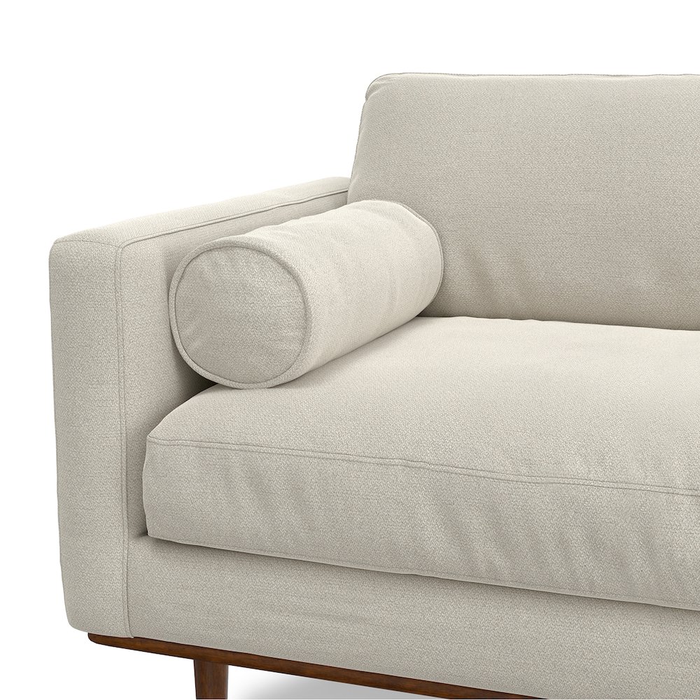 Morrison 89 inch Wide Mid-Century Modern Sofa in Cream White Woven-Blend Fabric. Picture 4