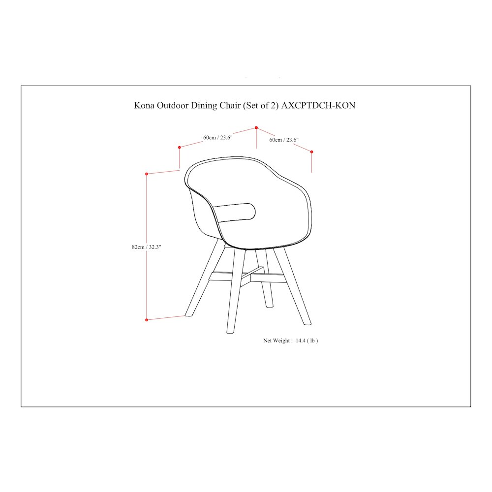 Kona Solid Acacia Wood Outdoor Dining Chair In Plastic ( Set Of 2 ) In Black. Picture 6