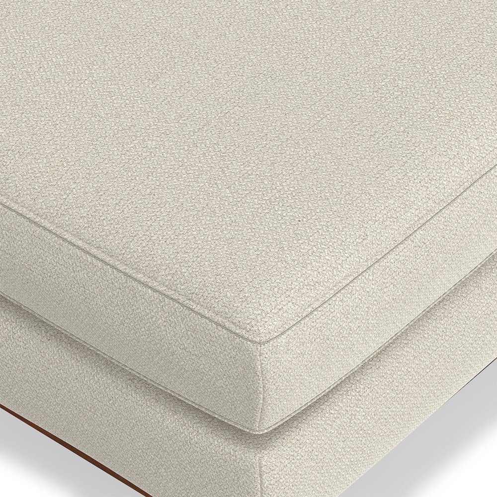 33 inch Wide Mid-Century Modern Table Ottoman in Cream White Woven-Blend Fabric. Picture 5