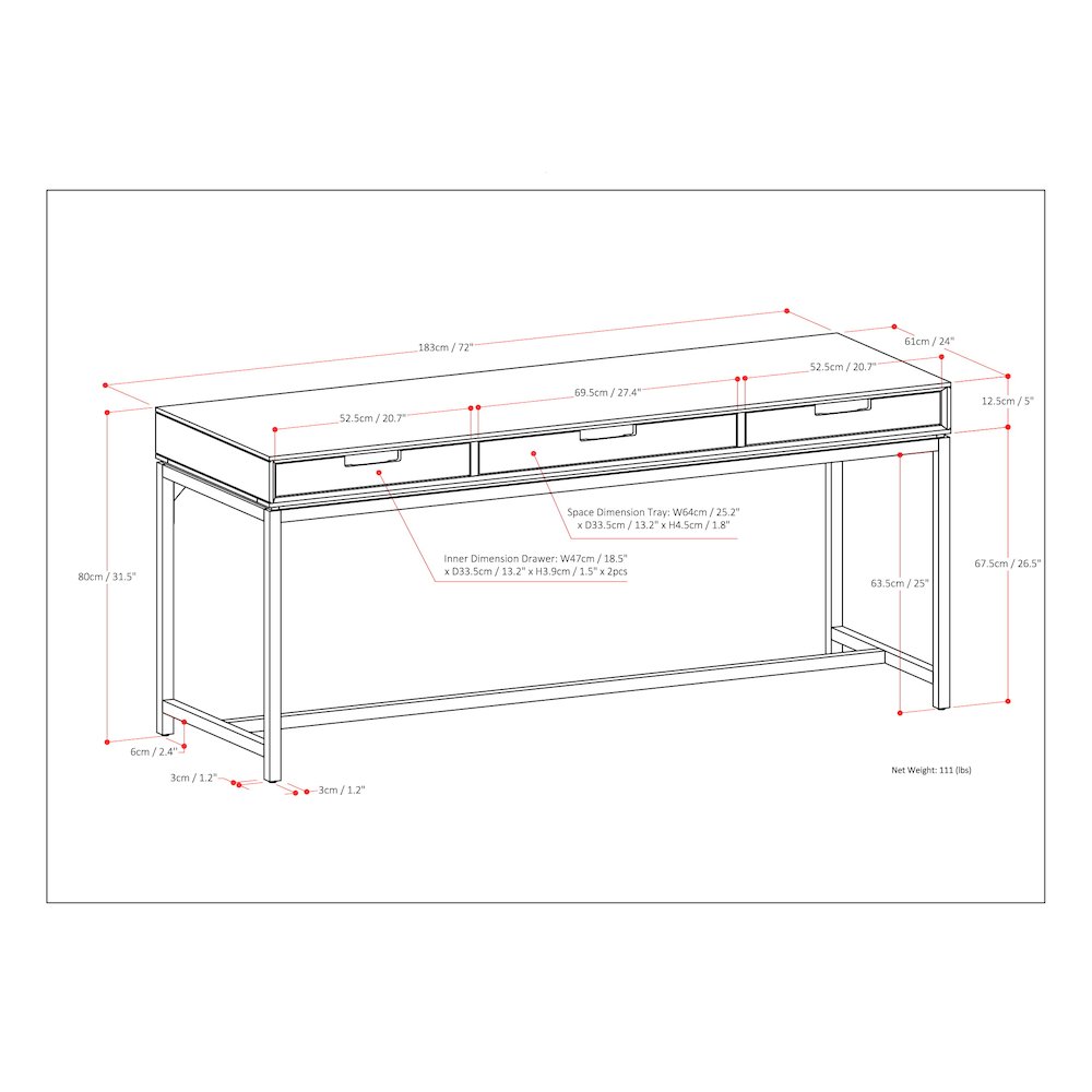 Banting Solid Hardwood Mid Century Wide Desk In Medium Saddle Brown. Picture 6