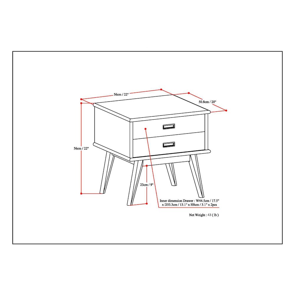 Draper Solid Hardwood Mid Century Side Table In Medium Auburn Brown. Picture 6