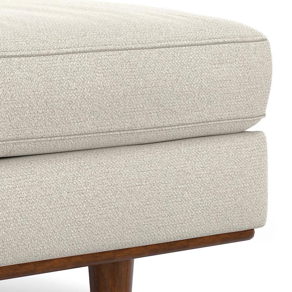 33 inch Wide Mid-Century Modern Table Ottoman in Cream White Woven-Blend Fabric. Picture 3