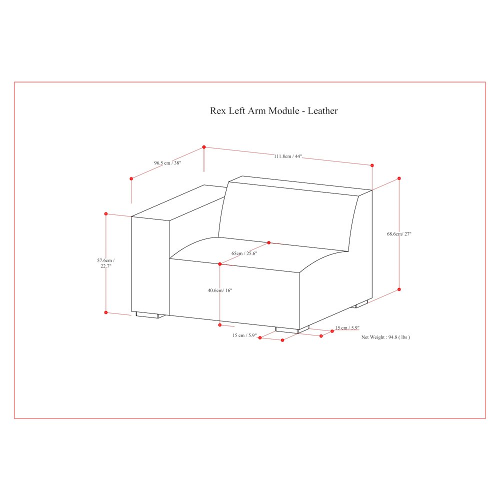 Rex Left-Arm Sofa Module In Genuine Leather. Picture 6