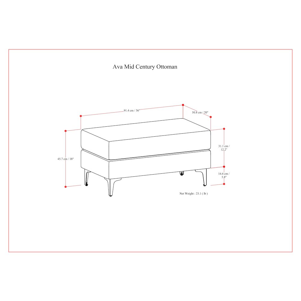 Ava Ottoman In Tightly Woven Performance Fabric. Picture 6