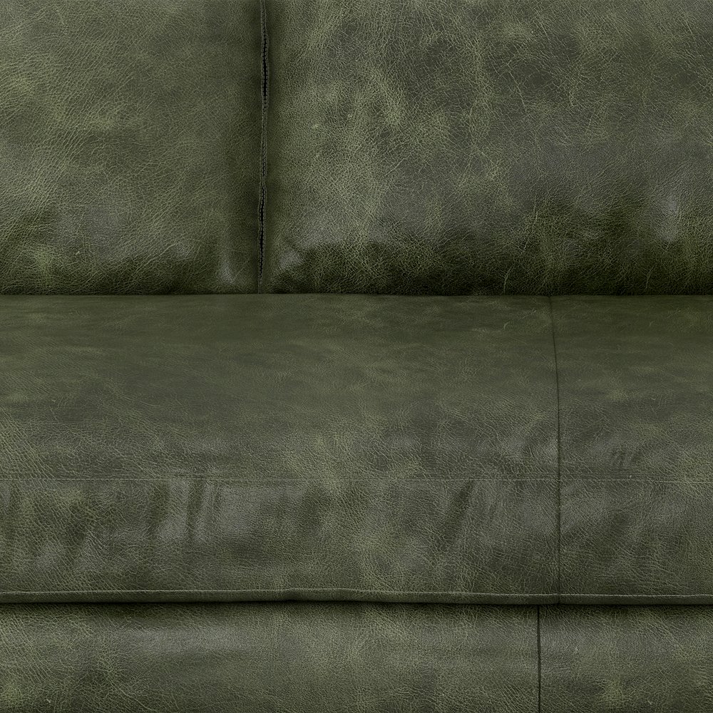 Morrison 89 inch Wide Mid-Century Modern Sofa in Moss Green Genuine Leather. Picture 2