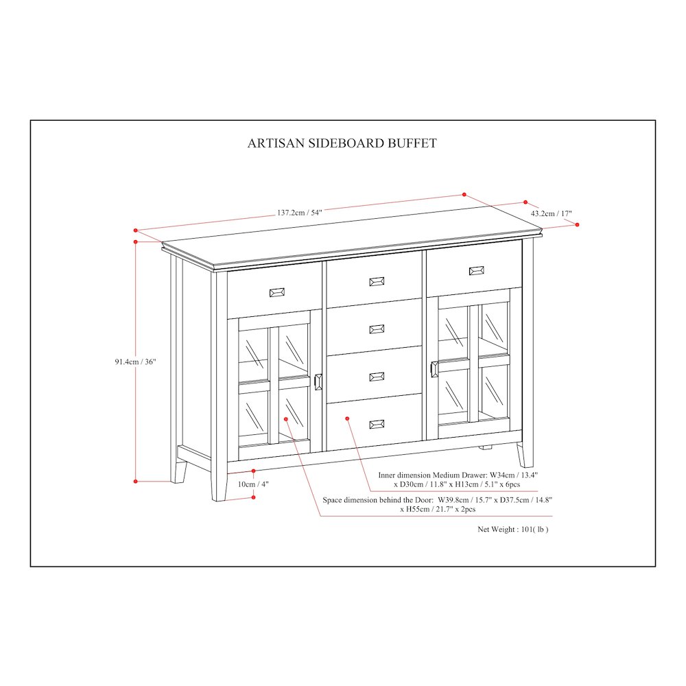 Artisan Solid Wood Sideboard Buffet In Black. Picture 6