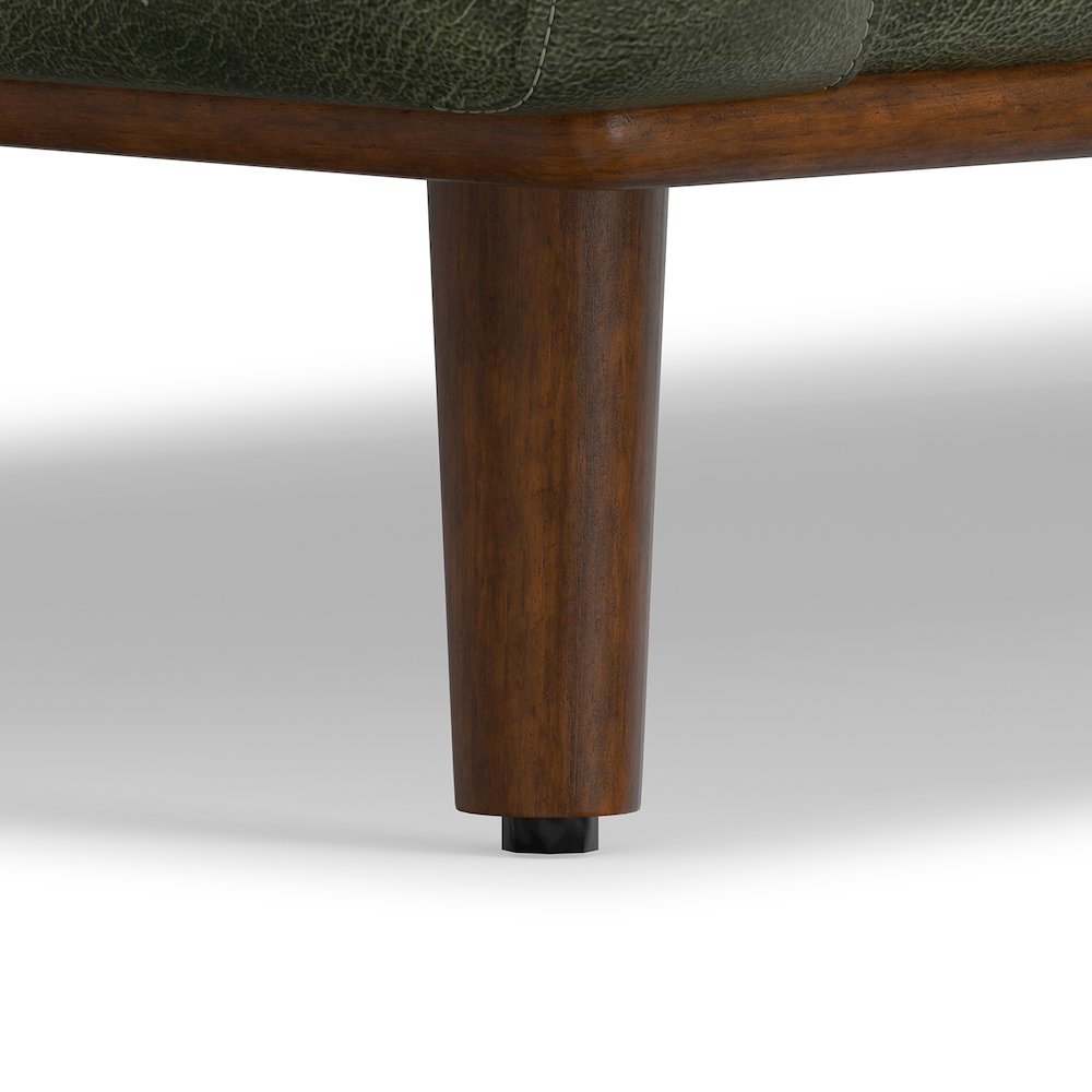 Morrison 89 inch Wide Mid-Century Modern Sofa in Moss Green Genuine Leather. Picture 5