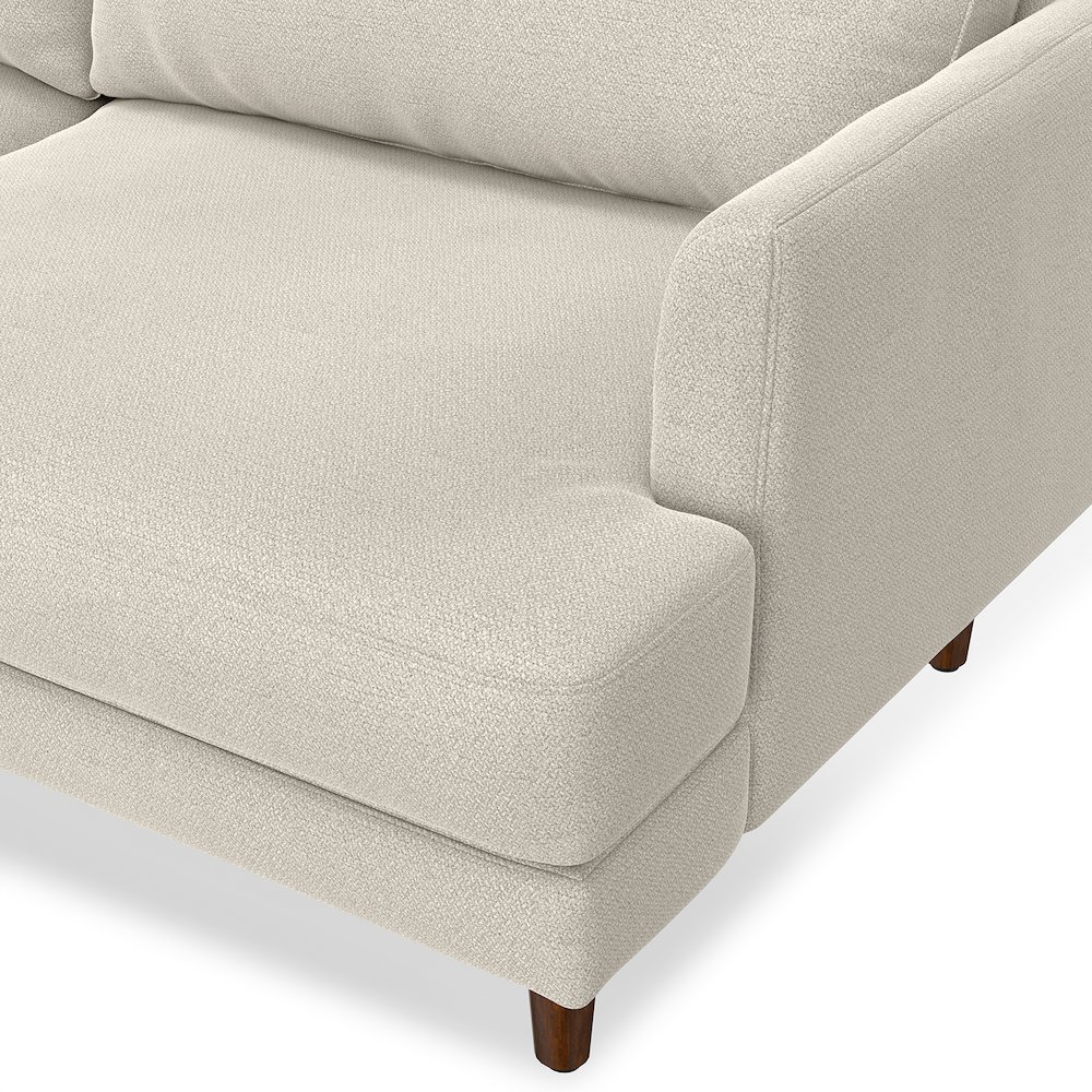 90 inch Wide Mid-Century Modern Sofa in Cream White Woven-Blend Fabric. Picture 6