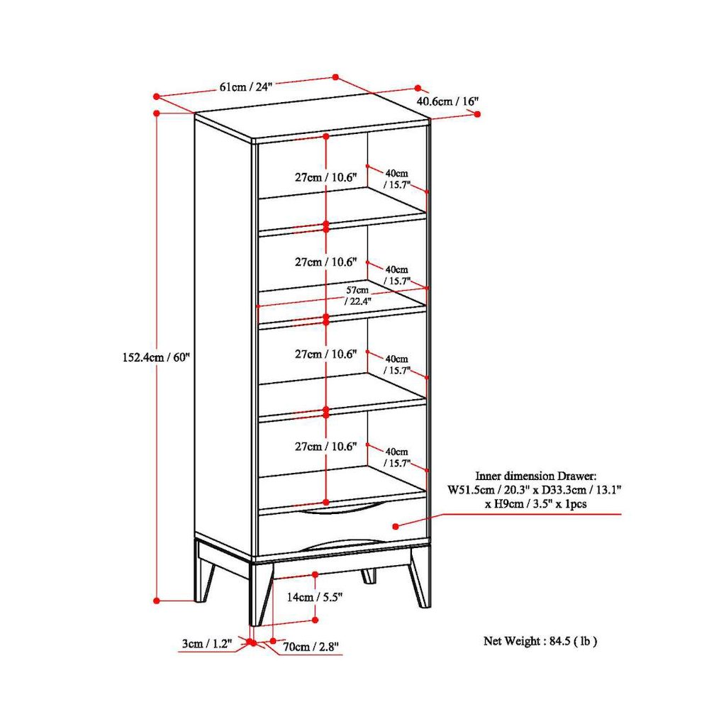 Harper Solid Hardwood Bookcase With Storage In Walnut Brown. Picture 6