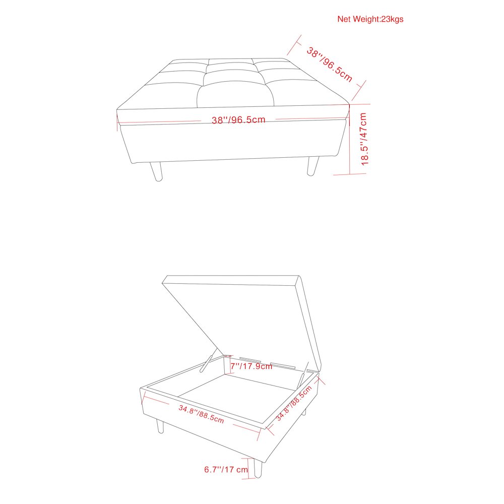 Square Coffee Table Storage Ottoman In Distressed Grey Taupe Vegan Faux Leather. Picture 5