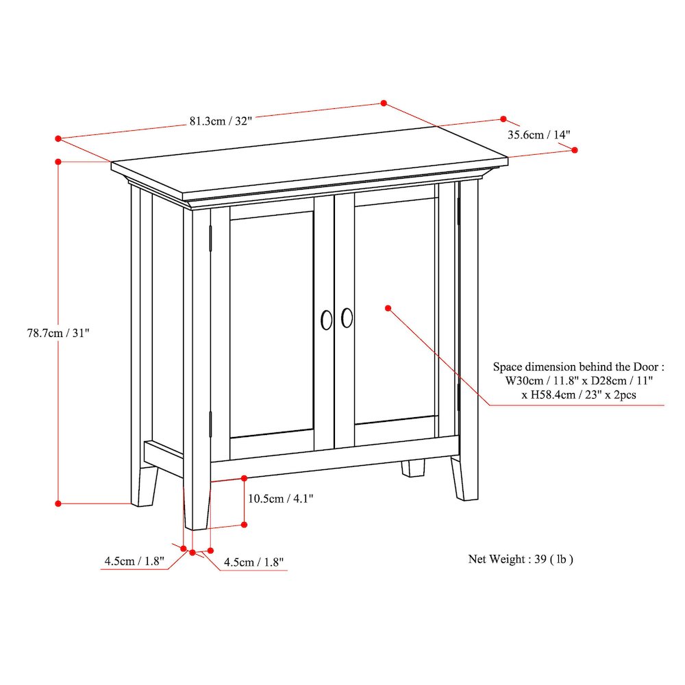 Redmond Solid Wood Low Storage Cabinet In Rustic Natural Aged Brown. Picture 6