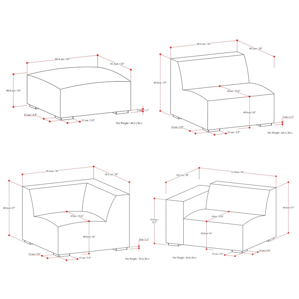 Rex Right Corner Sectional Modular Sofa With Ottoman In Genuine Leather. Picture 6