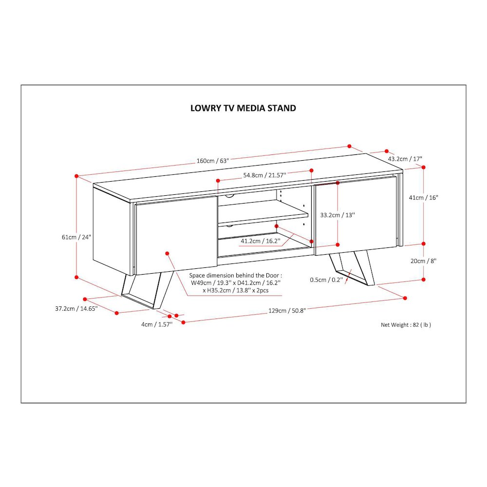 Lowry Solid Acacia Wood Tv Media Stand In White For Tvs Up To 70 Inches. Picture 6