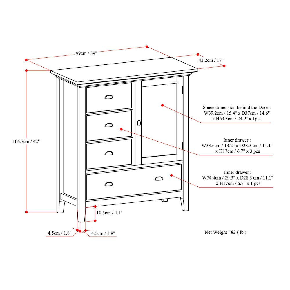 Redmond Solid Wood Medium Storage Cabinet In Farmhouse Grey. Picture 6