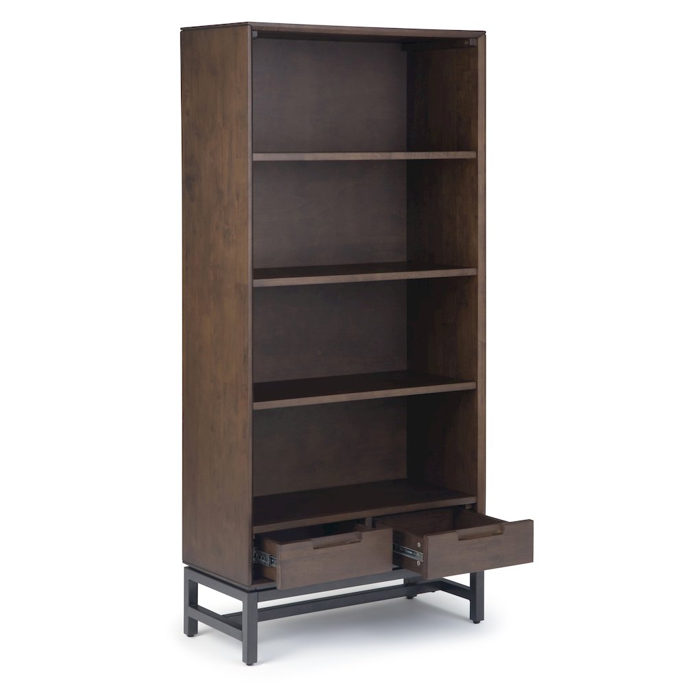 60 inch Wide Desk with 30 inch Wide Bookcase in Walnut Brown (Set of 2). Picture 5