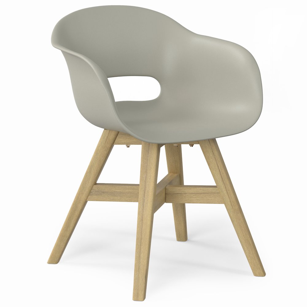 Kona Solid Acacia Wood Outdoor Dining Chair In Plastic ( Set Of 2 ) In Taupe. Picture 4