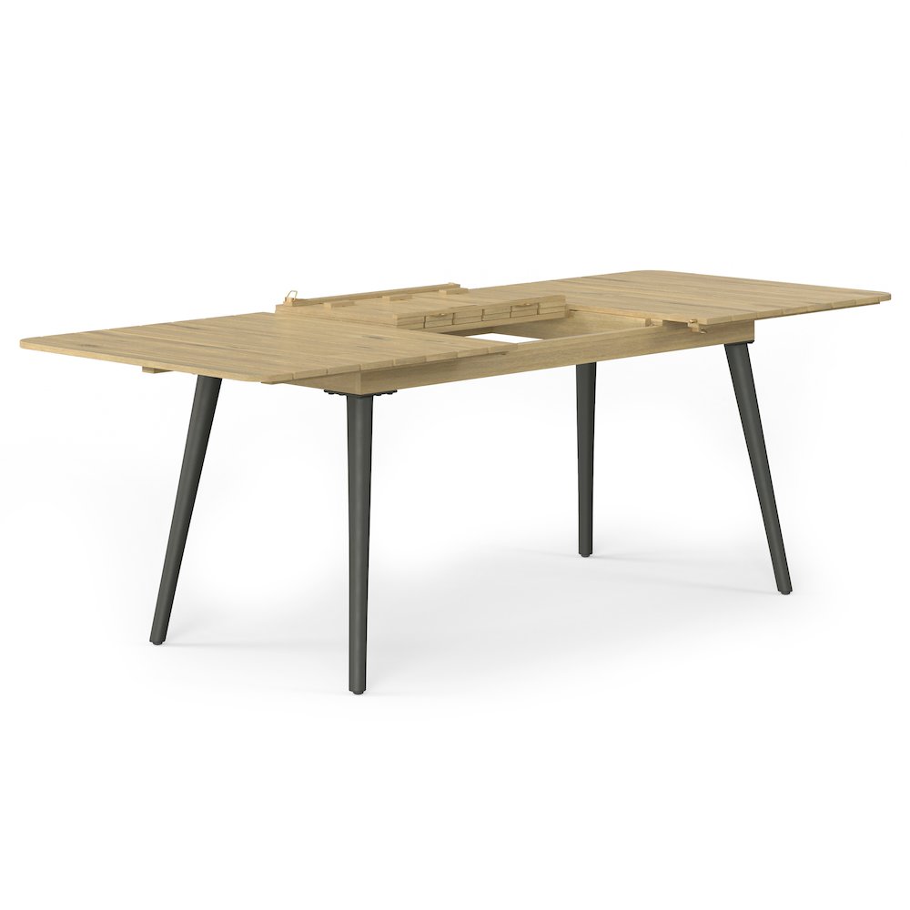 Beachside Solid Acacia Wood Outdoor Extendable Dining Table In Light Teak. Picture 2