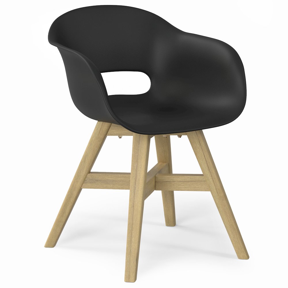 Kona Solid Acacia Wood Outdoor Dining Chair In Plastic ( Set Of 2 ) In Black. Picture 4