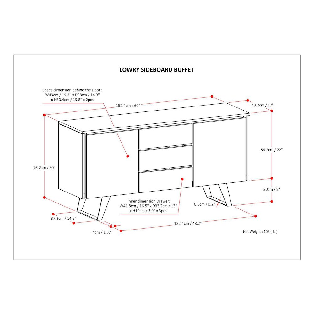 Lowry Sideboard Buffet In Oak Veneer. Picture 6