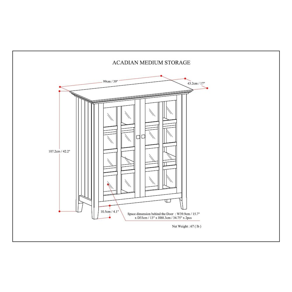 Acadian Solid Wood Medium Storage Cabinet In Brunette Brown. Picture 6